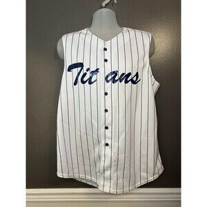 Bike Baseball Jersey Mens Large White Pinstripe Sleeveless Titans 21 Style 4185